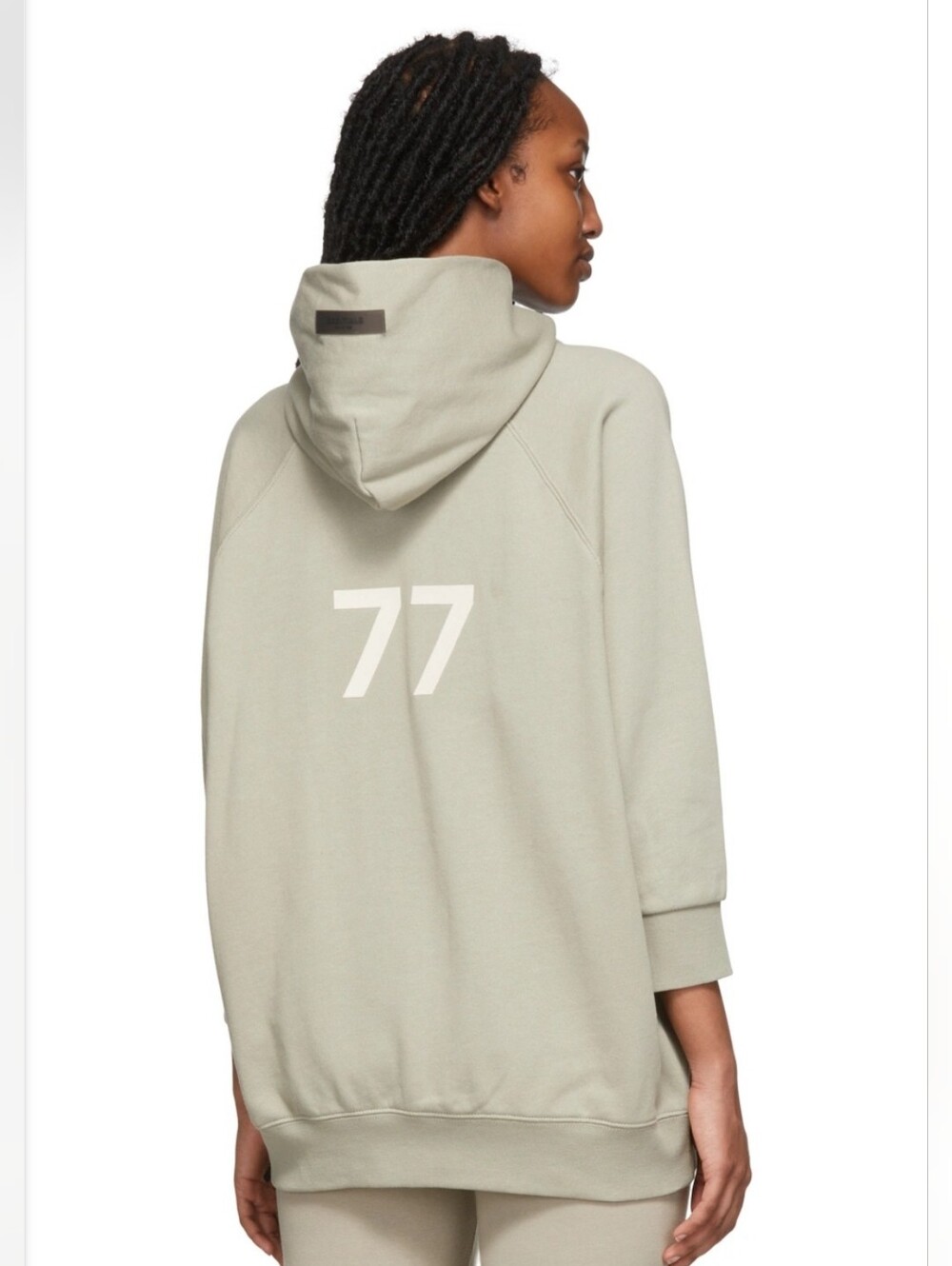 Essentials Sage Green Three-Quarter Sleeve '1977' Hoodie